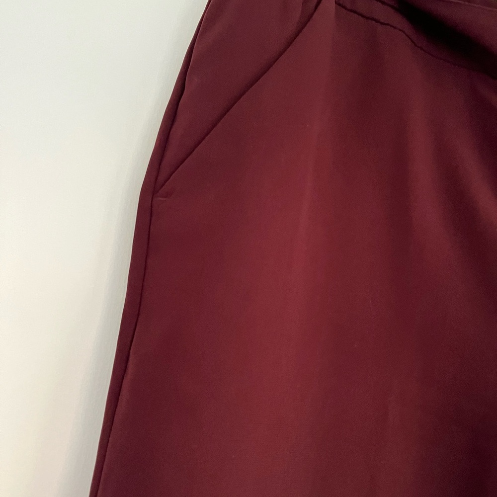 Ann Taylor Factory Burgundy Dress Pants Slacks Belt Wide Leg Size 8 - Picture 7 of 11